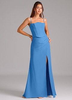 Azazie Jenine Bridesmaid Dresses Blue Jay Mermaid Strapless Chiffon Dress image6