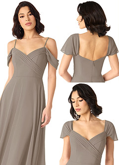 Azazie Tancie Vestidos de damas de honor Vestido de Gris Pardo de Gasa de Corte en A Convertible con Vestidos sin tirantes image6