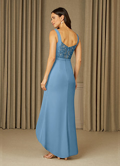 Azazie Yabelle Mother of the Bride Dresses Steel Blue Mermaid Lace Chiffon Dress image4