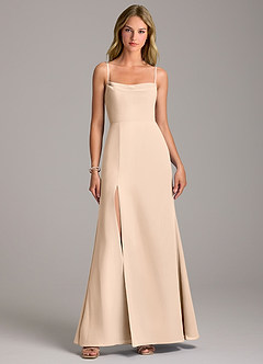 Azazie Tahlia Bridesmaid Dresses White Alabaster A-Line with Belt Chiffon Dress image4