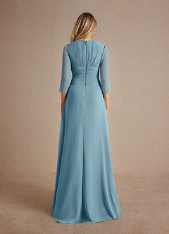 Azazie Mayfield Kleider für die Brautmutter A-Linie Plissee Chiffon Kleid Stimmungsvolles Blau image3