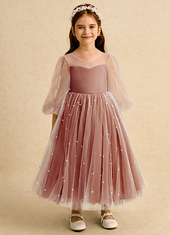 Azazie Trudy Flower Girl Dresses Paprika Ball-Gown Sweetheart Neckline Tulle Dress image6