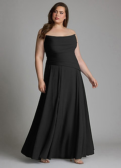 Azazie Gabriela Robes de demoiselle d'honneur Robe Trapèze en Mousseline de soie Corset Noir image16