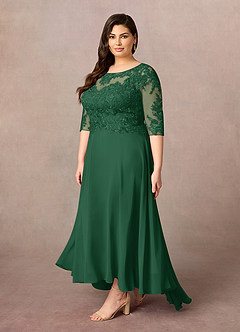 Azazie Monza Mother of the Bride Dresses Dark Green A-Line Lace Chiffon Dress image8