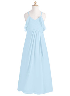 Azazie Dakota Junior Sky Blue A-Line Off the Shoulder Chiffon Dress image9