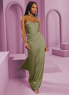 Barbie ♥ Azazie At-home Try On Dresses Sky Blue Sheath Strapless Stretch Satin Convertible Dress image7