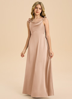 Azazie Gumdrop Junior English Rose Empire Pleated Stretch Satin Dress image3