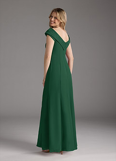 Azazie Cupid Final Sale Dark Green A-Line Boatneck Lace Chiffon Dress image2
