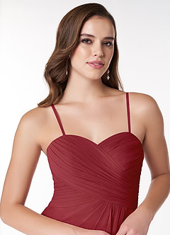 Azazie Arabella Allure Bridesmaid Dresses Pomegranate A-Line Sweetheart Neckline Chiffon Convertible Dress image6