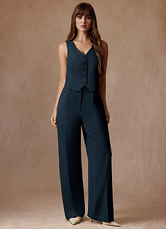 front Rowan Azul Marino Chaleco de rendimiento de tejido refinado