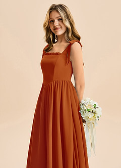 Azazie Delia Junior Abito A-Line in Chiffon Fiocco Paprika image7