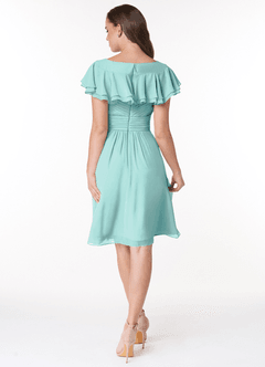 Azazie Hadley Final Sale A-Line Pleated Chiffon Knee-Length Dress image2