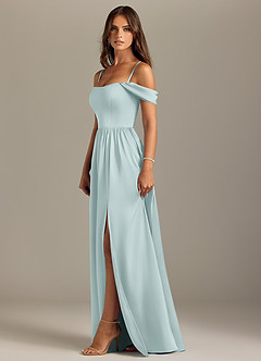 Azazie Calianna Bridesmaid Dresses Mist A-Line Off the Shoulder Stretch Satin Convertible Dress image6