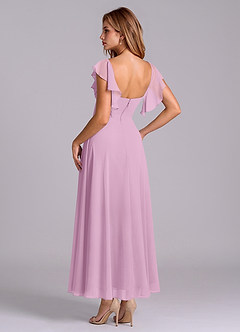 Azazie Leilani Bridesmaid Dresses Candy Pink A-Line Ruched Chiffon Dress image5