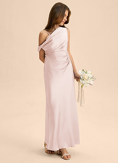 Azazie Emerson Junior Abito Tubino in Raso Elasticizzato a Spalla Scoperta Rosa Rossore image4