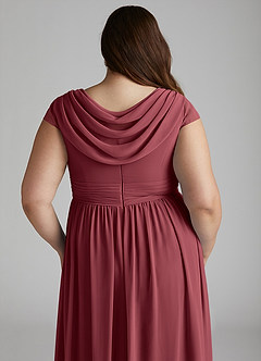 Azazie Organa Abiti da Damigella Abito A-Line in Chiffon Plissettato Merlot image12