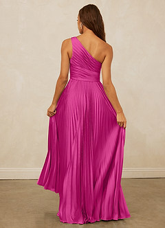 Christian Siriano Bridal for Azazie 1008 Robes de demoiselle d'honneur Robe Trapèze en Satin extensible Ue épaule Fuchsia image7