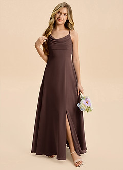 Azazie Gia Junior Ganache A-Line Pleated Chiffon Dress image6