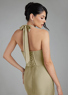 Azazie Torrance Bridesmaid Dresses Moss Green Mermaid Corset Stretch Satin Dress image2