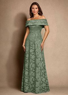 Azazie New Britain Mother of the Bride Dresses Matcha A-Line Pleated Floral Burnout Dress image1