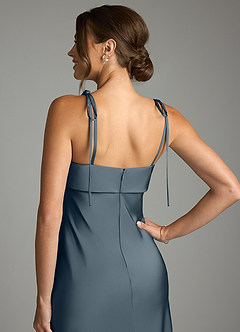 Azazie Ellia Robes de demoiselle d'honneur Robe Fourreau en Satin extensible Nœud Violet Crépusculaire image6