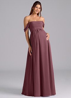 Azazie Saige Maternity Bridesmaid Dresses A-Line Pleated Chiffon Floor-Length Dress image3