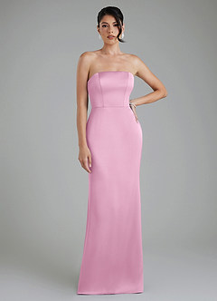Azazie Tyler Robes de demoiselle d'honneur Robe Fourreau Convertible en Satin extensible Sans bretelles Rose Bonbon image5