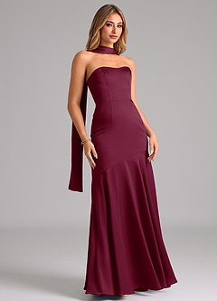 Azazie Shiloh Bridesmaid Dresses Mulberry Mermaid Strapless Stretch Satin Convertible Dress image3