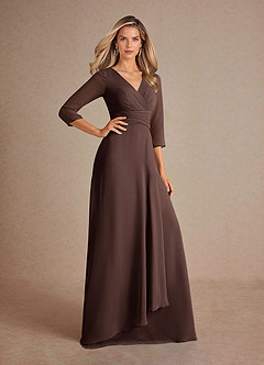 Azazie Mayfield Suknie dla Matki Panny Młodej Linia A Pofałdowany Szyfon Długość podłogi Sukienka image4