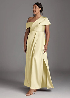 Azazie Milton 신부의 어머니 드레스 A라인 주름진 스트레치 새틴 플로어 길이 드레스 image11