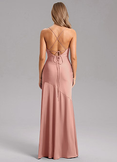 Azazie Grata Robes de demoiselle d'honneur Robe Fourreau en Satin extensible Fente Latérale Rosette image2