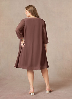Azazie Shirley Mère de la mariée Robes Robe Trapèze en Mousseline de soie Plissé Scoop Expresso image9