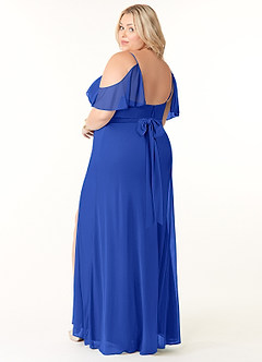 Azazie Fiena Final Sale Desert Rose A-Line V-neck Ruched Mesh Dress image10