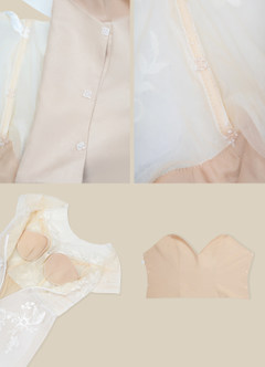 Azazie Cindy Wedding Dresses A-Line Illusion Off-The-Shouler Lace Tulle Chapel Train Dress image8
