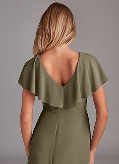 Azazie Lainey Bridesmaid Dresses Willow Green A-Line with Pockets Chiffon Dress image2