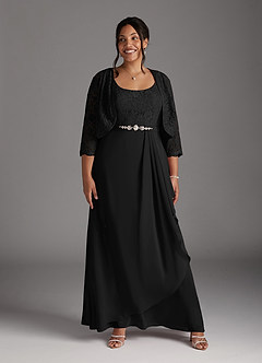 Azazie Ainsling Mother of the Bride Dresses Black A-Line Square Neckline Lace Chiffon Dress image12