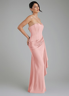 Azazie Draya Bridesmaid Dresses Powder Pink Mermaid Strapless Stretch Satin Dress image7
