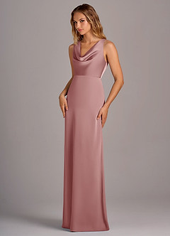 Azazie Wrenlee Bridesmaid Dresses Dusty Rose A-Line Stretch Satin Dress image3