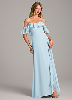 Azazie Aubrie Bridesmaid Dresses Sky Blue A-Line Off the Shoulder Chiffon Dress image5