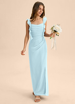 Azazie Jessamine Junior Cloud Blue Mermaid Sweetheart Neckline Chiffon Dress image3