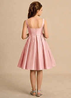 Azazie Jello Girls Formal Robe Demoiselle D'honneur Fillette Robe Princesse en Mat Satiné Plissée Rosette image2