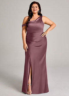 Azazie Madelyn Robes de demoiselle d'honneur Robe Sirène Convertible en Satin extensible Asymétrique Améthyste image9