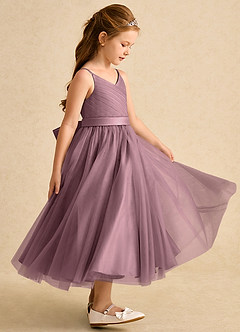 Azazie Patootie Flower Girl Dresses Vintage Mauve A-Line Spaghetti Strap Tulle Dress image4