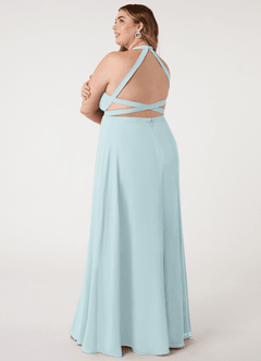 Azazie Clarice Bridesmaid Dresses Mist A-Line Halter Chiffon Dress image12