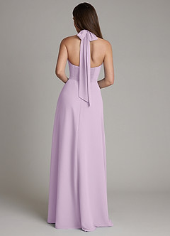 Azazie Myra Bridesmaid Dresses Frosted Lilac A-Line High Neck Chiffon Dress image2
