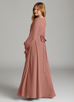 Azazie Leonia Junior Cedar Rose A-Line with Pockets Chiffon Dress image2