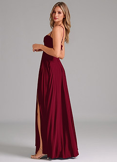 Azazie Tyla Bridesmaid Dresses Burgundy A-Line Sweetheart Neckline Stretch Satin Dress image7