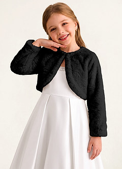 front Flower Girl Faux Fur Jacket