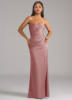 Azazie Marla Bridesmaid Dresses Dusty Rose Sheath Strapless Stretch Satin Convertible Dress image1