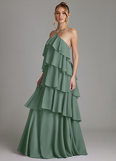 Azazie Deena Robes de demoiselle d'honneur Robe Trapèze en Mousseline de soie Drapé Eucalyptus image5